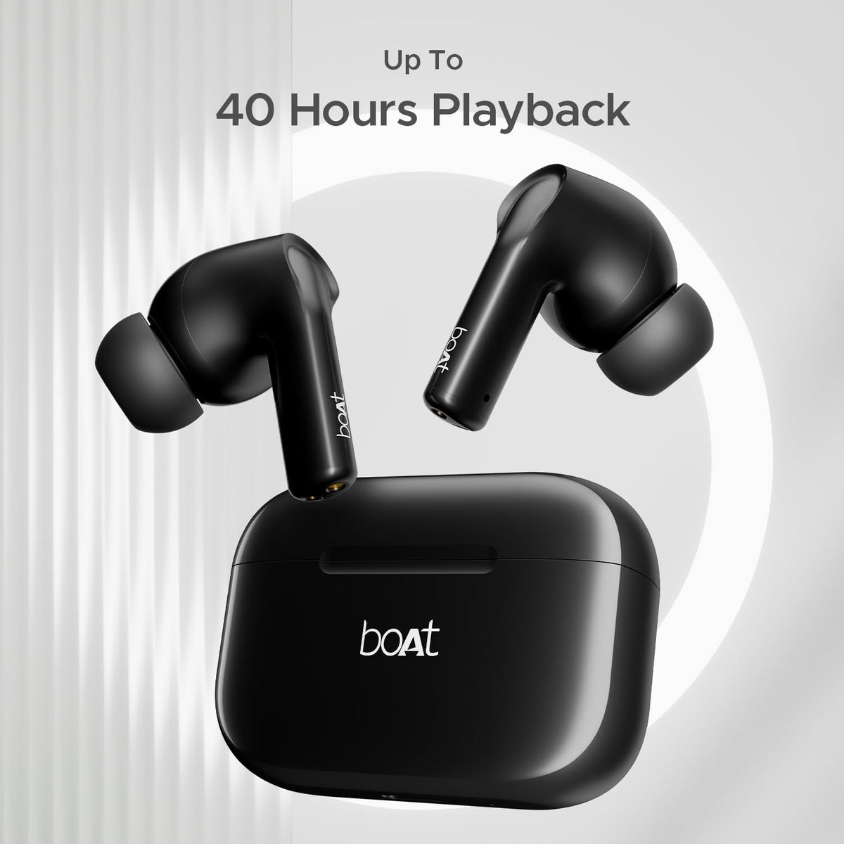 boAt Airdopes 163 Wireless Earbuds - Active Black, 40H Playtime, 13mm Drivers, IPX5