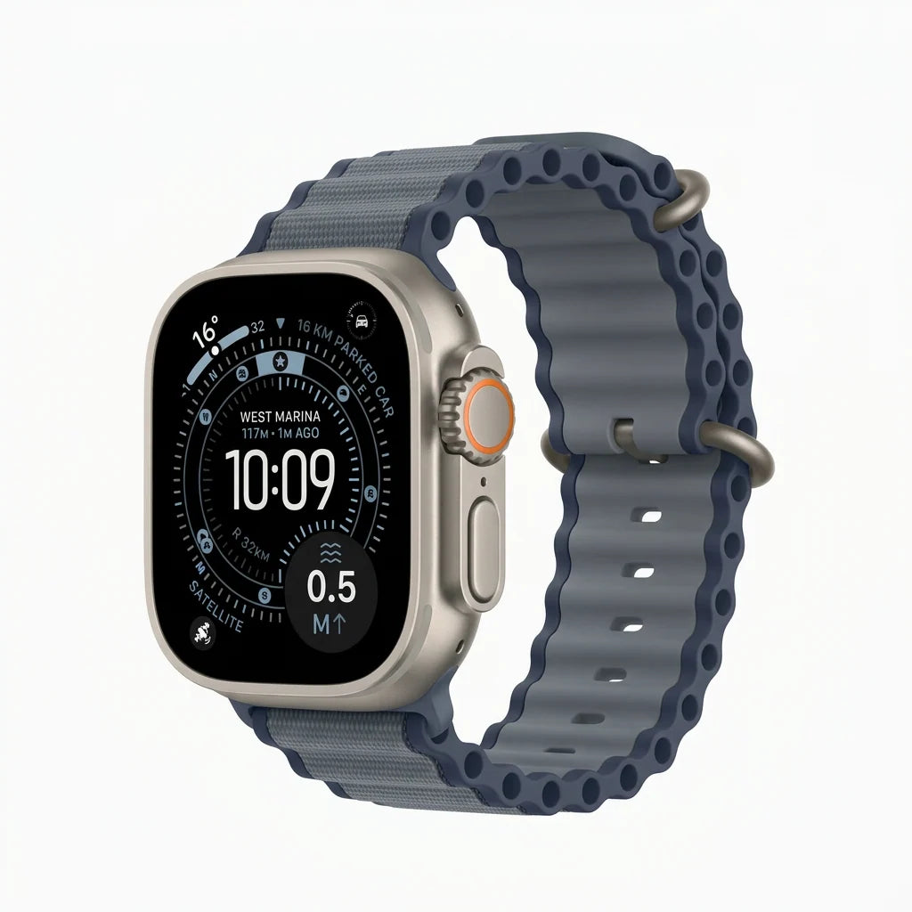 Apple Watch Ultra 3 49mm GPS + Cellular Titanium Smartwatch, Natural Titanium, Black Titanium